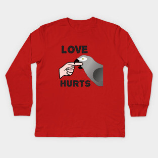 Love Hurts - African Grey Parrot Kids Long Sleeve T-Shirt