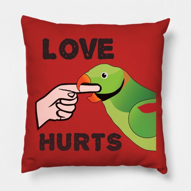 Love Hurts - Alexandrine Parakeet Male Pillow by Einstein Parrot