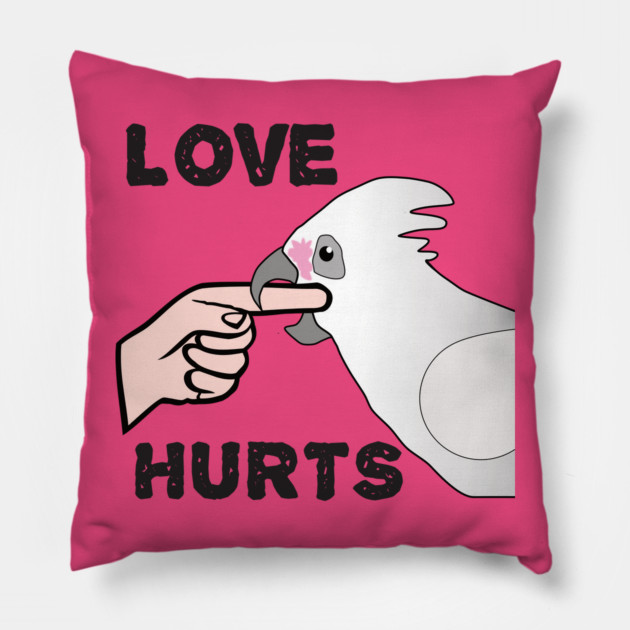 Love Hurts - Bare Eyed Cockatoo Parrot Pillow by Einstein Parrot