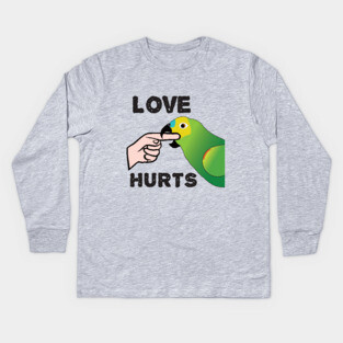 Love Hurts - Blue Front Amazon Parrot Kids Long Sleeve T-Shirt