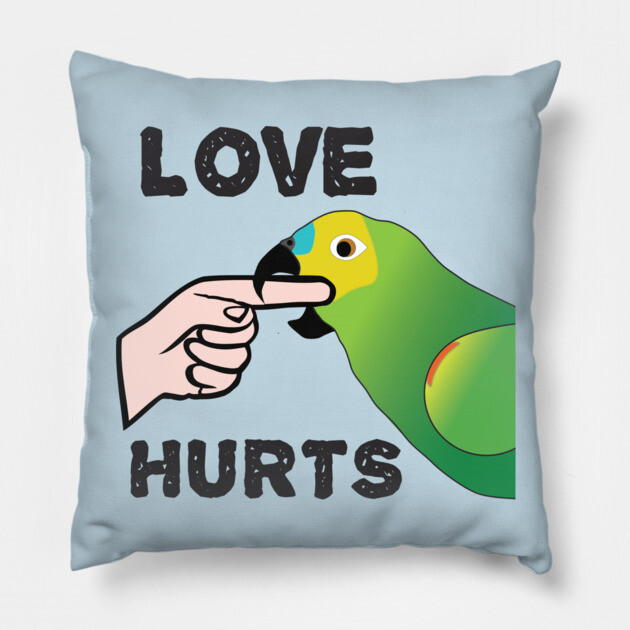 Love Hurts - Blue Front Amazon Parrot Pillow by Einstein Parrot