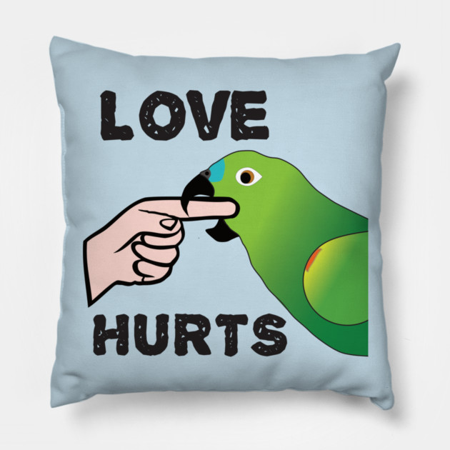 Love Hurts - Blue Front Amazon Parrot Ver.2 Pillow by Einstein Parrot