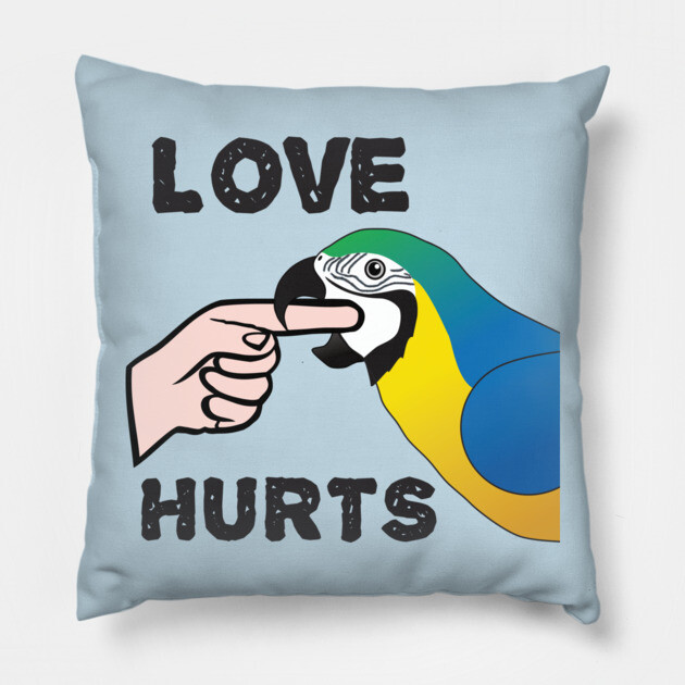 Love Hurts - Blue and Gold Macaw Parrot Pillow by Einstein Parrot