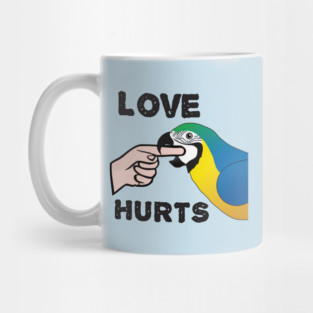 Love Hurts - Blue and Gold Macaw Parrot Mug