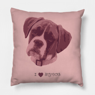 Dogs - Boxer pink Pillow