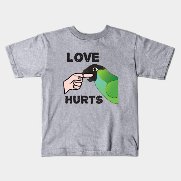 Love Hurts - Nanday Conure Parrot Kids T-Shirt by Einstein Parrot
