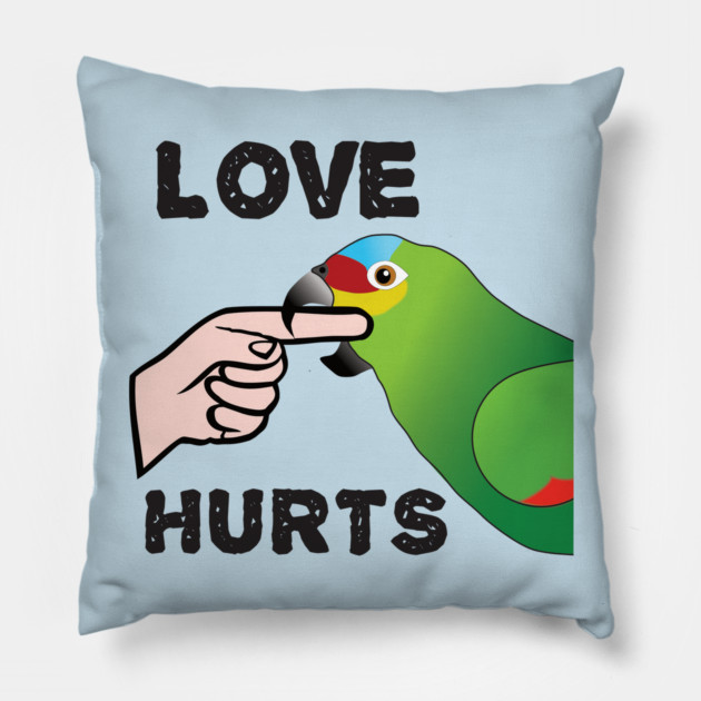 Love Hurts - Red Lored Amazon Pillow by Einstein Parrot
