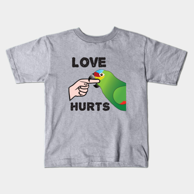 Love Hurts - Red Lored Amazon Kids T-Shirt by Einstein Parrot