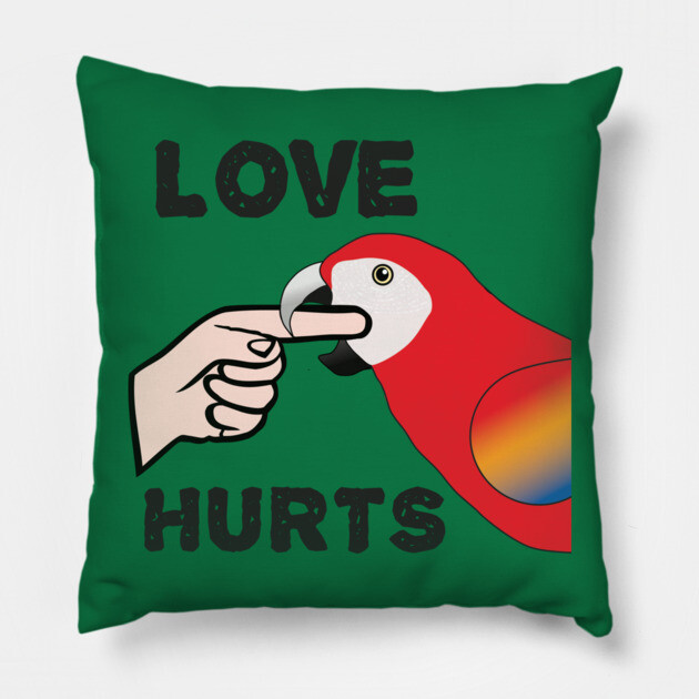 Love Hurts - Scarlet Macaw Parrot Pillow by Einstein Parrot