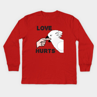 Love Hurts - Umbrella Cockatoo Parrot Kids Long Sleeve T-Shirt