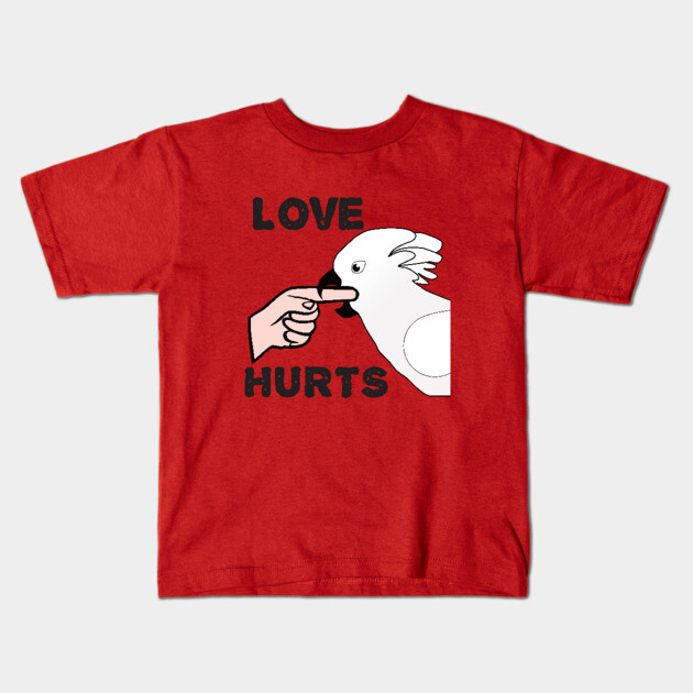 Love Hurts - Umbrella Cockatoo Parrot Kids T-Shirt by Einstein Parrot