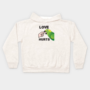 Love Hurts - Yellow Napped Amazon Parrot Kids Hoodie