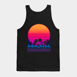 80s Vaporwave Palm Trees Sunset Tank Top
