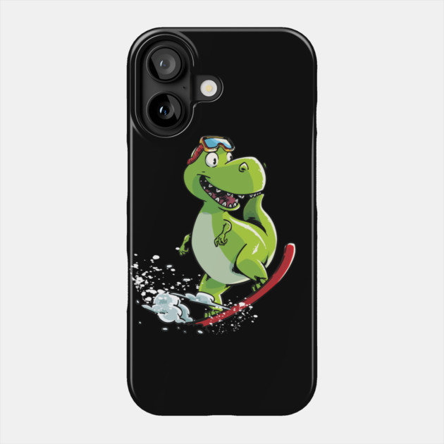 Snowboarding Dinosaur - Tyrannosaurus On A Snowboard Phone Case by iHeartDinosaurs