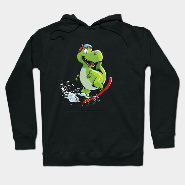 Snowboarding Dinosaur - Tyrannosaurus On A Snowboard Hoodie by iHeartDinosaurs