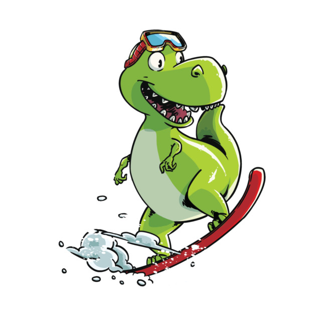 Snowboarding Dinosaur - Tyrannosaurus On A Snowboard by iHeartDinosaurs