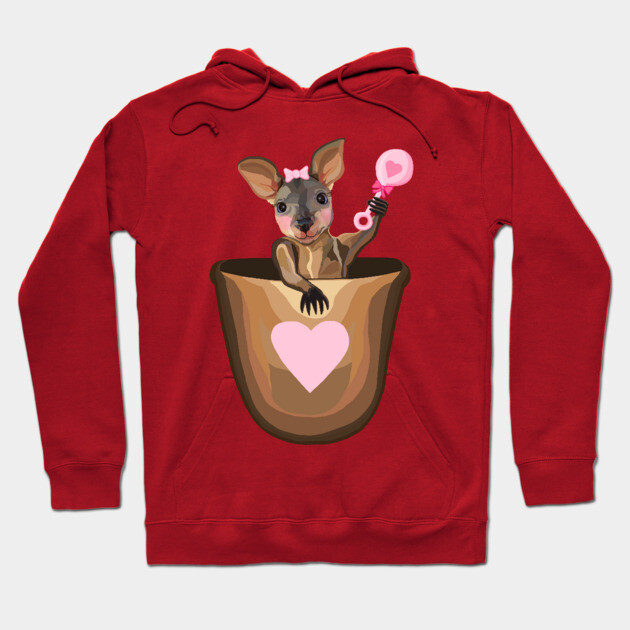 Baby Girl Kangaroo Joey in Pouch Baby Kangaroo Hoodie TeePublic