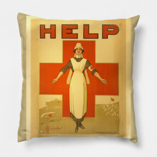 Nurse Help World War Vintage Poster Pillow