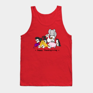 Cute Animals Say Happy Thanksgiving Turkey Day Tank Top