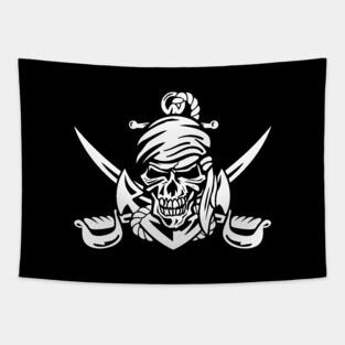 Pirate Skull with Anchor, Rope and Crossed Swords Tapestry