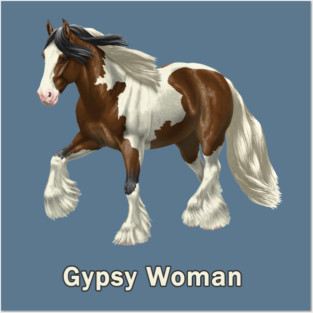 Bay Pinto Gypsy Vanner Horse Gypsy Woman Posters and Art