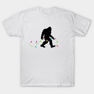Bigfoot and Christmas String Lights T-Shirt