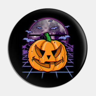 Vaporwave Halloween Jack o Lantern Pin