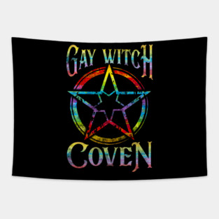 Gay Witch Coven Pentagram for Halloween Tapestry