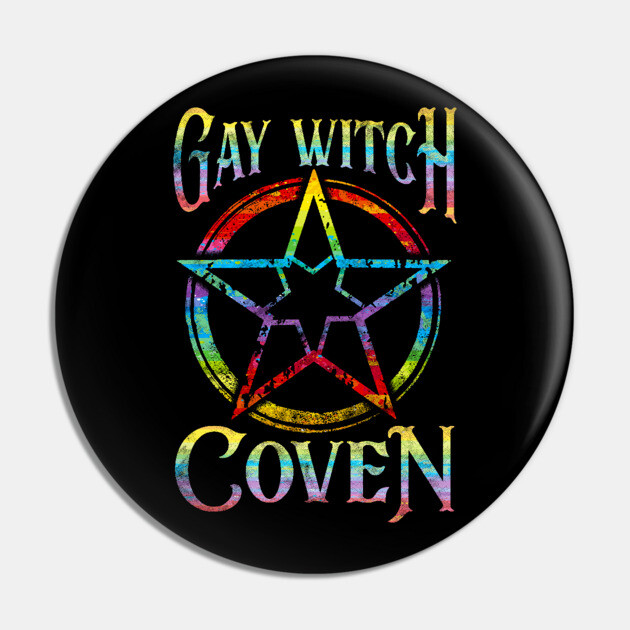 Gay Witch Coven Pentagram for Halloween Pin by creative