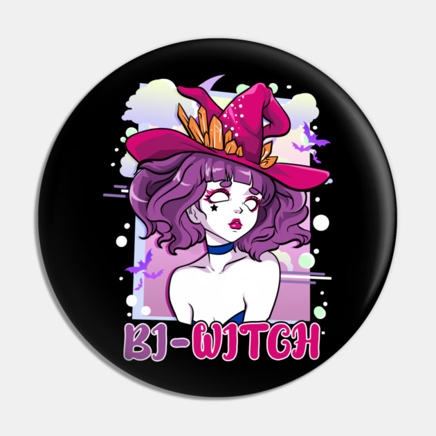Bi Witch Bisexual Witch Pun for Halloween Pin by creative