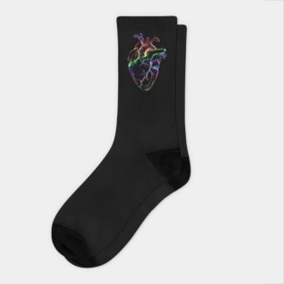 Heart Human Anatomy raimbow black Socks