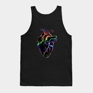 Heart Human Anatomy raimbow black Tank Top