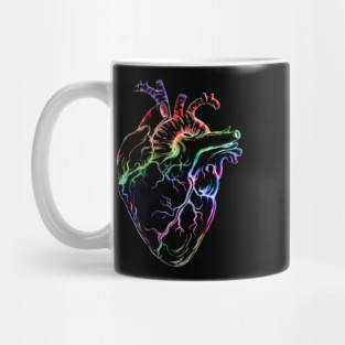 Heart Human Anatomy raimbow black Mug