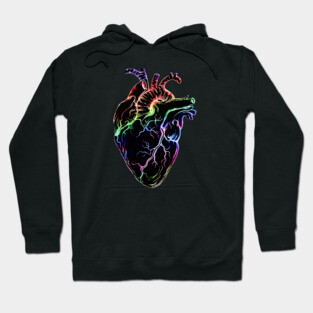 Heart Human Anatomy raimbow black Hoodie