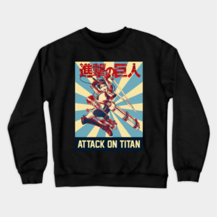 attack on titan,eren battle Crewneck Sweatshirt