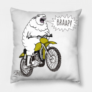 Braap Motorcycle Biker Lamb Tasty MotorManiac Pillow