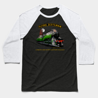 Classic Steam Train The Flying Scotsman Crossing The Forth MotorManiac Baseball T-Shirt