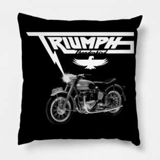 Vintage Triumph Thunderbird Motorcycle MotorManiac Pillow