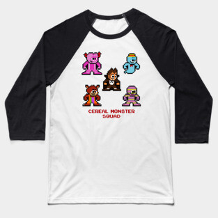 Cereal Monster Squad 8bit Pixel Art Baseball T-Shirt