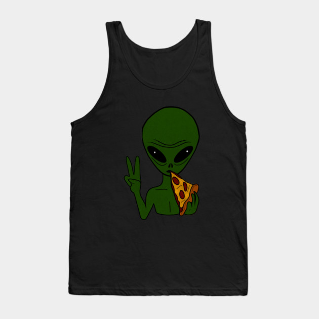 Funny Alien Eating Pizza Halloween Gift Tank Top by logiamerch