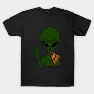 Funny Alien Eating Pizza Halloween Gift T-Shirt