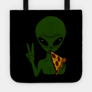Funny Alien Eating Pizza Halloween Gift Tote
