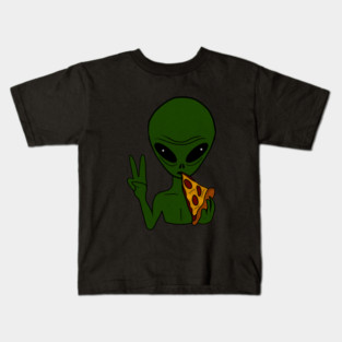 Funny Alien Eating Pizza Halloween Gift Kids T-Shirt