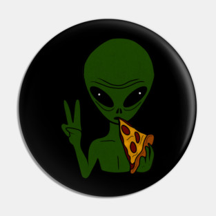 Funny Alien Eating Pizza Halloween Gift Pin