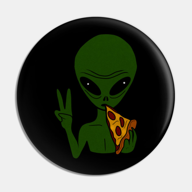 Funny Alien Eating Pizza Halloween Gift Pin by logiamerch