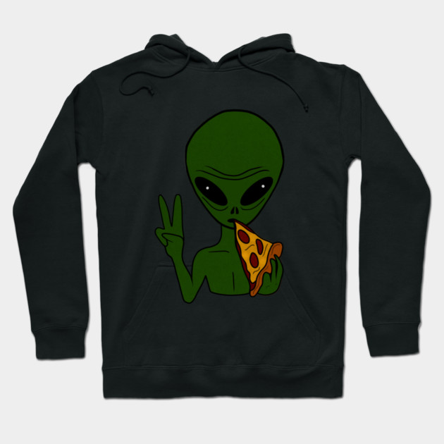 Funny Alien Eating Pizza Halloween Gift Hoodie by logiamerch