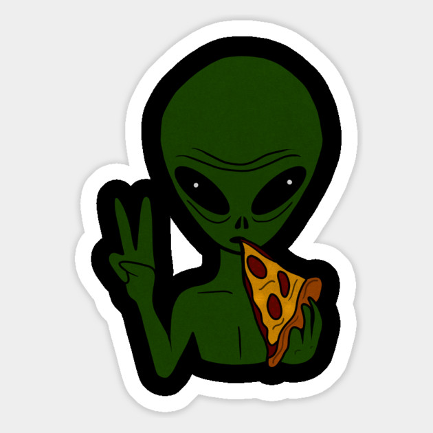Funny Alien Eating Pizza Halloween Gift Magnet by logiamerch