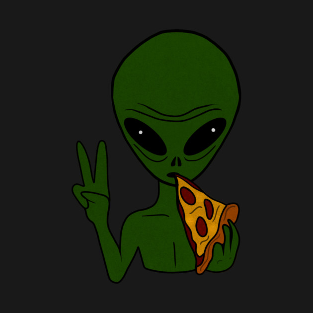 Funny Alien Eating Pizza Halloween Gift by logiamerch