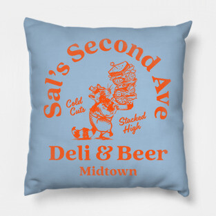 "Sal's Second Ave Deli & Beer" Cool New York Style Deli Art Pillow