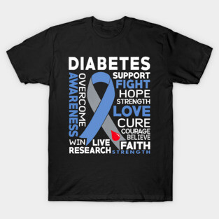 Fight Hope Love Cure Diabetes Awareness Riboon T-Shirt